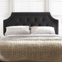 Baxton Studio BBT6623-Dark Grey-Full HB-H1217-20 Mars Modern and Contemporary Dark Grey Fabric Full Size Headboard